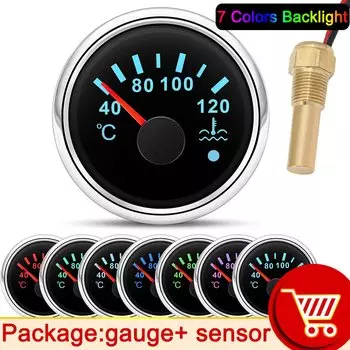 52 мм Датчик температуры воды 7 цветов светодиодный 40-120 градусов Цельсия с 1/8NPT датчик температуры автомобиля для 12В 24В автомобиля лодки мотоцикла