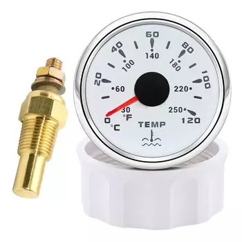 52 мм датчик температуры воды для лодки и автомобиля 0-120 по Цельсию, 7 цветов, подсветка с адаптером датчика температуры воды, датчик 1/8NPT