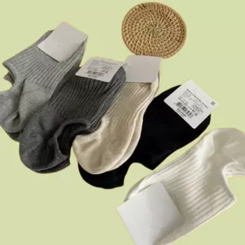 5/10 пар 2024 Новинка однотонные Ретро контрастные парные носки простые корейские короткие носки Новые короткие носки-лодочки с закрытым носком