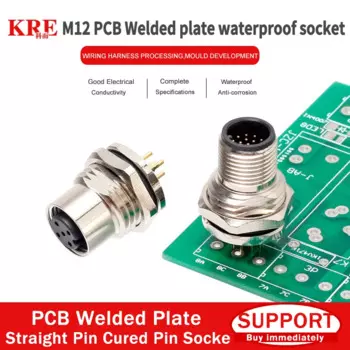 5/10 шт. авиационная розетка M12 3/4/5/8-контактная прямая фланцевая основа, сварочная плата, 90-градусный разъем датчика, разъем для печатной платы