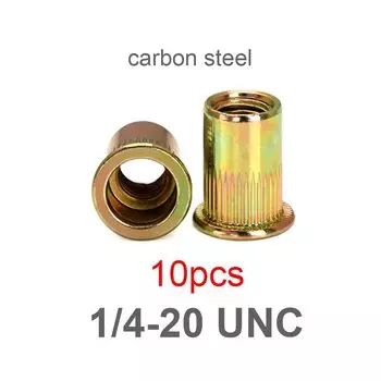 5/10 шт UNC 6 # -32 8 # -32 10 # -24 1/4-20 5/16-18 3/8-16 Углеродистая нержавеющая сталь 304, заклепка с плоской головкой, гайка, переплетная вставка, заклепка, гайка