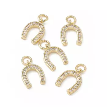 5-10pcs Horseshoe Charms Brass Cubic Zirconia Lucky U Shape Pendants for Jewelry Making DIY Earring Necklace Bracelet Crafts