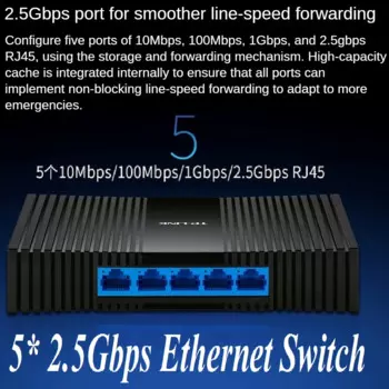5*2500 Мбит/с RJ45 порты Настольный Ethernet-коммутатор 2,5 Gigabit Ethernet сетевой коммутатор IEEE 802.3bz/3ab/3x4K MAC адрес Plug & Play