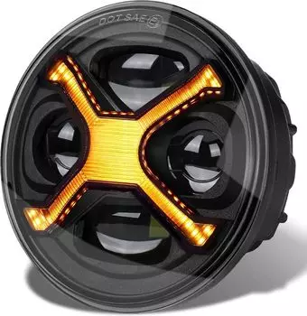 5-3/4 5,75-дюймовые светодиодные мотоциклетные фары с белыми/ближными лучами янтарного цвета X DRL круглые фары