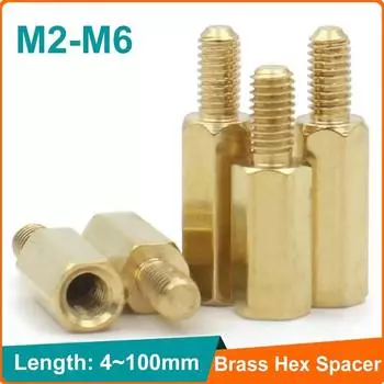 5/50 шт. твердая латунь, медь M2 M2,5 M3 M4, шестигранная стойка, шестигранная стойка M-F F-F, гнездовая прокладка для материнской платы печатной платы