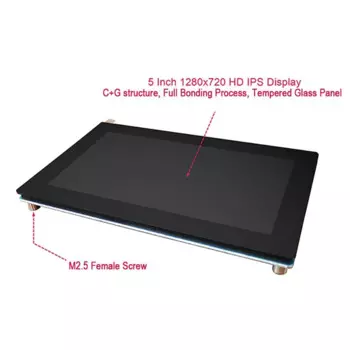 5-дюймовый 1280X720 IPS HDMI-совместимый HD монитор, емкостный сенсорный экран для RaspBerry Pi 3B/3B +/4B Orange Pi