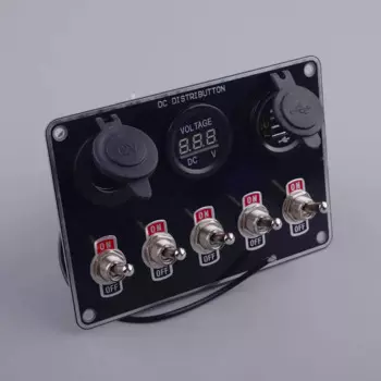 5-клавишный кулисный выключатель зажигания, двойной USB вольтметр, панель, подходит для гоночных автомобилей, грузовиков, лодок, зеленое расстояние