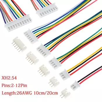 5 комплектов JST XH2.54 разъемов 2/3/4/5/6/7/8-контактных 26AWG