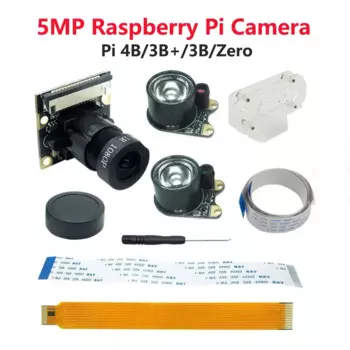 5-мегапиксельная камера Raspberry Pi 4 с фокусным расстоянием, регулируемая камера ночного видения, ИК-датчик, держатель для Raspberry Pi 4, Модель B/3B /3B/Zero