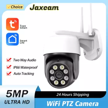 5-мегапиксельная мини-камера PTZ Smart Life, цветная камера ночного видения, домашнее автоматическое отслеживание, PTZ-управление, камера видеонаблюдения, Wi-Fi, приложение Tuya