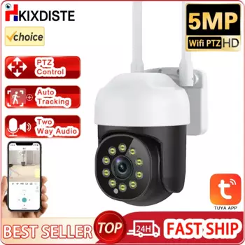 5-мегапиксельная Wi-Fi TUYA DC5V IP-камера Smart Cloud PTZ IP-камера с цветным ночным видением WIFI уличная камера видеонаблюдения для двора и дома