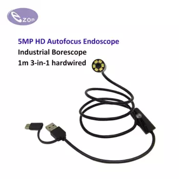 5 МП HD Автофокус USB эндоскоп промышленный бороскоп 1 м проводной 3 в 1