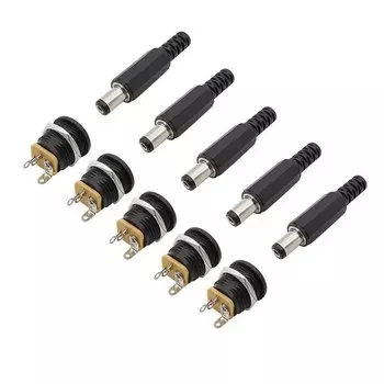 5 пар, DC - 022 5.5mm x 2.1mm Гайка розетка панель Установка адаптера 5.5mm x 2.1mm розетка питания постоянного тока
