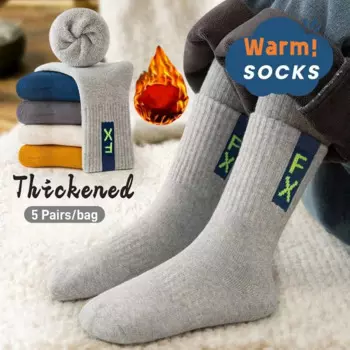 5 пар/упаковка, Детские Зимние хлопковые носки до середины икры