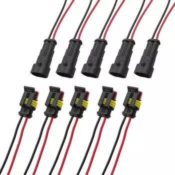 5 пар водонепроницаемых разъемов LOCHEUK 2 Pin черного цвета