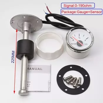 5 шт. 0-190 Ом 52 мм датчик уровня воды с датчиком 225 мм датчик уровня резервуара для воды для универсального автомобиля, морской лодки на заказ