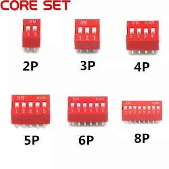 5 шт. 2-рядный DIP-переключатель 2-8 контактов красный синий Your Cee