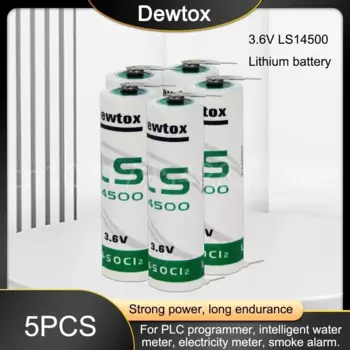5 шт. 3,6 В LS14500 ER14505 TL5104 литиевая батарея с контактами для оборудования ПЛК с ЧПУ, счетчик газа, основные батареи
