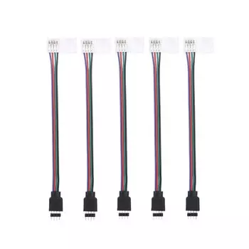 5 шт. 5050 светодиодный RGB-лента, разъем, 4-контактный проводник для контроллера, перемычка, беспаечный зажим на косичке, адаптер питания