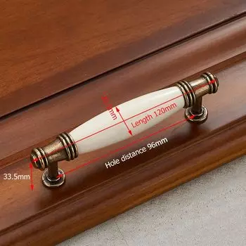 5 шт. античные бронзовые керамические белые ручки для шкафа, цинковые ручки для ящиков, ручки для шкафа, европейские ручки для мебели