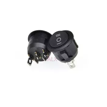 5 шт., диагональ 3 контакта, черный круглый кнопочный переключатель, переключатели питания ВКЛ./ВЫКЛ./вкл. 16 А/250 В 20 А/125 В