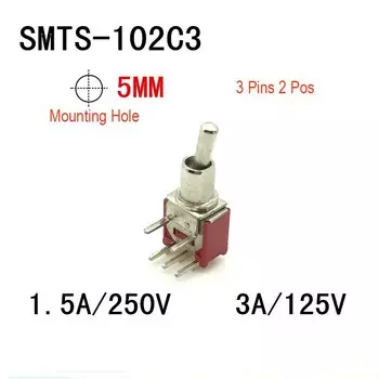 (5 шт.) JangZ-Fun SMTS-102 C3 горизонтальный тумблер 3 контакта 2 положения
