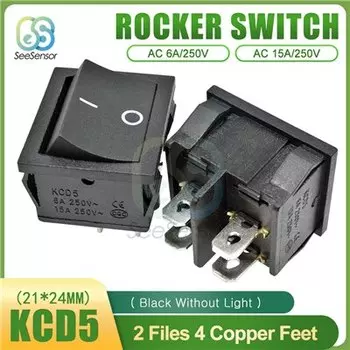 5 шт. KCD5 клавишный выключатель 6A 250VAC/ 15A 250VAC ВКЛ./ВЫКЛ. 2-позиционный 4-контактный ВКЛ./ВЫКЛ. 6-контактный выключатель электрооборудования