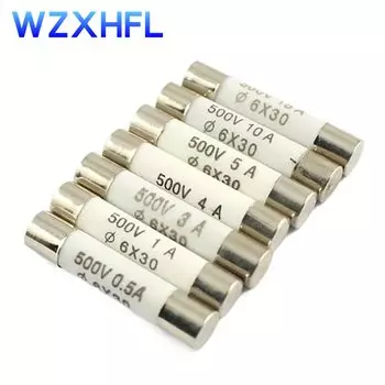 5 шт. керамический картридж предохранителя RO58 6x30 мм 500 В F 0.5A 1A 2A 3A 4A 5A 6A 8A 10A 13A 15A 16A 20A 25A 30A Быстрый выдув BS1362 6*30 мм