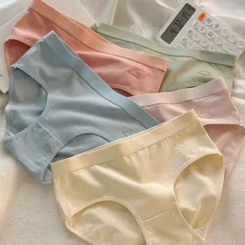 5 шт./комплект, женские хлопковые трусы со средней посадкой