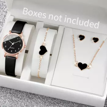 5 шт./комплект, женские кварцевые часы с кожаным ремешком