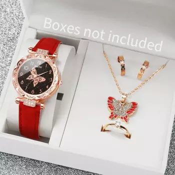 5 шт./комплект, женские кварцевые часы с кожаным ремешком