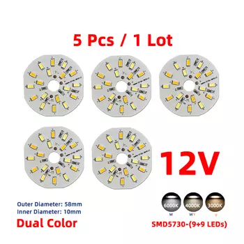 5 шт., круглые светодиодные лампы Ankatec SMD5730-CCT 6 Вт 58 мм