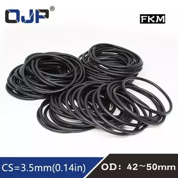 5 шт./лот фторрезиновое кольцо, черное уплотнительное кольцо FKM CS: 3,5 мм OD42/43/44/45/46/47/48/49/50 мм, резиновое уплотнительное кольцо, уплотнительное кольцо, прокладка
