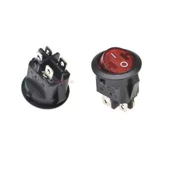 5 шт./лот KCD1 224N 23 мм круглый 4-контактный 250 в 6 А лодочный переключатель с защелкой SPST вкл./ВЫКЛ. Клавишный позиционный переключатель