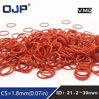 5 шт./лот красное Силиконовое кольцо, силиконовое/VMQ уплотнительное кольцо толщиной 1,8 мм ID21.2/22,4/23,6/25/25. 5/28/30 мм, резиновое уплотнительное кольцо, прокладка
