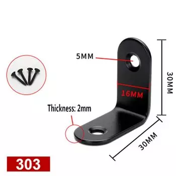 5 шт./лот, Нержавеющая сталь, L-образный угловой фиксированный угловой кронштейн, мебельные аксессуары, шкаф, разъем 90 градусов, черный