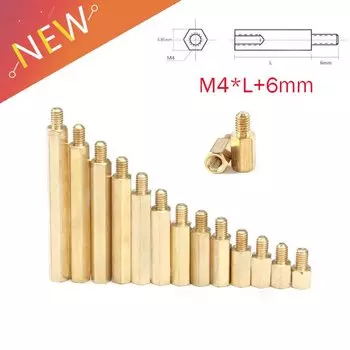5 шт. M4 шестигранные латунные дистанционные винты с резьбой для печатной платы компьютера, материнская плата ПК, проставка M4 * L + 6 мм