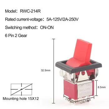 5 шт. мгновенная мама, блокировка MOM, защелкивающийся кулисный тумблер ВКЛ-ВЫКЛ-ВКЛ, 2/3-позиционный квадратный защелкивающийся тумблер для крепления на панели 5A125V 2A250