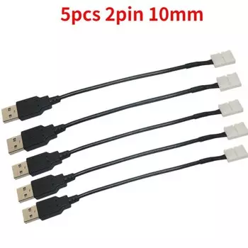 5 шт./партия, Светодиодная лента с разъемом USB на 2 контакта, 8/10 мм, 15 см