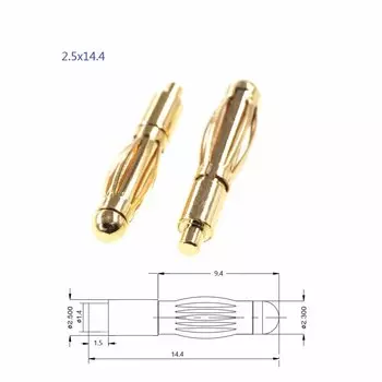 5 шт., пружинные штепсельные вилки банана RTLECS ICSKN14-100 для гнезда 2,5 мм