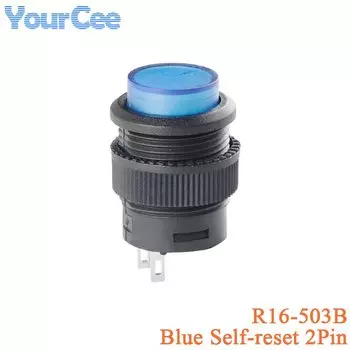 5 шт. R16-503 Выключатель питания R16 Кнопочный переключатель R16-503B R16-503A Светодиодная кнопка с фиксацией 2P 4P Мгновенный самоблокирующийся без замка
