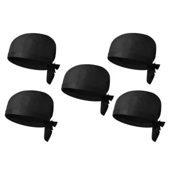 5-шт шляпа шеф-повара кулинарные шапки Casquette хлопчатобумажные тканевые шапки с завязками для вождя универсальные