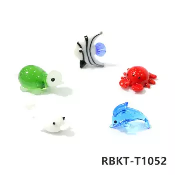 5 шт. стеклянных мини фигурок морских животных в японском стиле GLASS MOUSE