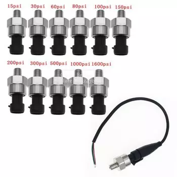 5 В 1/8NPT датчик давления воздуха, масла, топлива, газа, датчик 15/30/60/80/100/150/200/300/500/1000/1600 фунтов на квадратный дюйм, нержавеющая сталь
