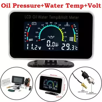 5 в 1 автомобиль грузовик 12 В/24 В ЖК-цифровой манометр масла/вольтметр/датчик температуры воды/манометр топлива/тахометр