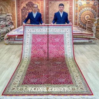 5 'x8' красный цвет простой дизайн женский шелк (TJ213A)