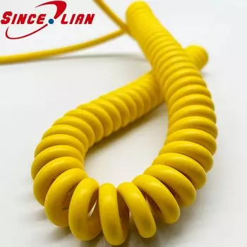 5-жильный спиральный кабель, провод, растягивающийся, 3 м, телескопический провод, желтый Спиральный кабель из полиуретана для Toyota, спиральный кабель питания, подвеска