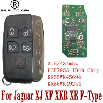 5 кнопок умный дистанционный автомобильный брелок для Jaguar XF XJ XK XE 2013-2017 315 МГц/433 МГц смарт-ключ без ключа ID49 чип FCC: KOBJTF10A