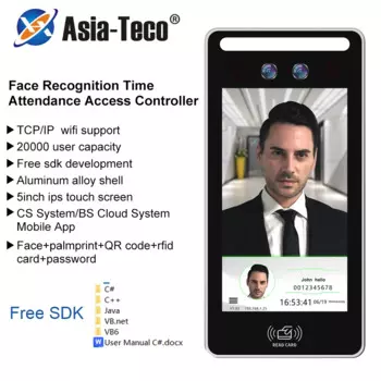 5 дюймов TCP/IP WIFI биометрическая система учета времени, сканер Palmprint, распознавание лица, Rfid QR-код, система контроля доступа, дверной замок