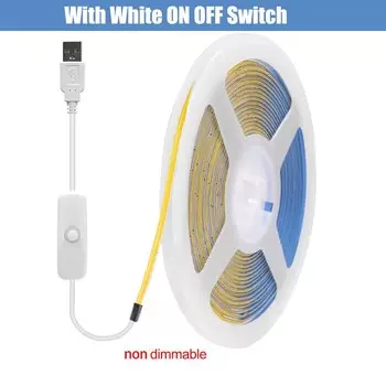 5V USB COB LED Strip Light 3mm Width Flexible LED Tape with Dimmer/ON OFF Switch 320LEDs High Density Linear Lighting for Decor